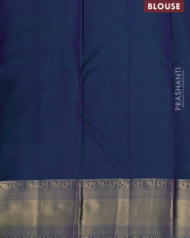 Pure kanchipuram silk saree dual tone greenish blue and green with annam zari woven buttas and rich zari woven border