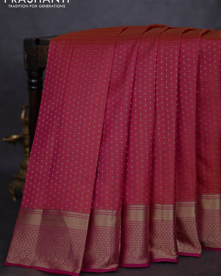 Pure kanchipuram silk saree dual tone pinkish orange and pink with allover zari weaves & 1000 buttas and rich zari woven border