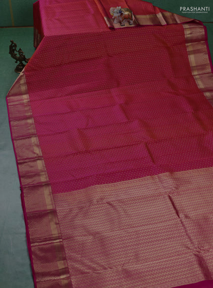 Pure kanchipuram silk saree dual tone pinkish orange and pink with allover zari weaves & 1000 buttas and rich zari woven border