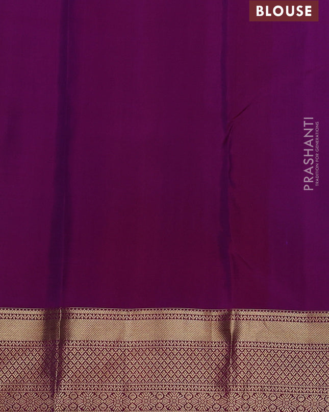Pure kanchipuram silk saree dual tone greenish purple and dual tone pink with allover zari weaves & 1000 buttas and rich zari woven border