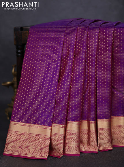 Pure kanchipuram silk saree purple and pink with allover zari weaves & 1000 buttas and rich zari woven border