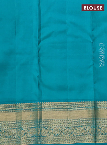 Pure kanchipuram silk saree dual tone green and teal green with allover zari weaves & buttas and rich zari woven border