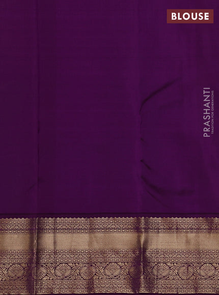 Pure kanchipuram silk saree dual tone greenish purple and dark purple with allover zari weaves & buttas and rich zari woven border