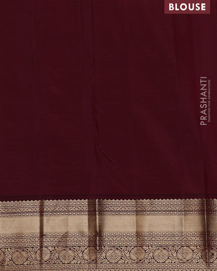 Pure kanchipuram silk saree dark mustard and deep maroon with allover zari weaves & buttas and rich zari woven border