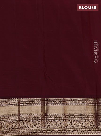 Pure kanchipuram silk saree dark mustard and deep maroon with allover zari weaves & buttas and rich zari woven border