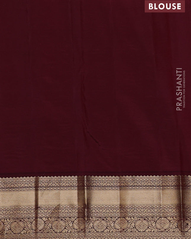 Pure kanchipuram silk saree dark mustard and deep maroon with allover zari weaves & buttas and rich zari woven border