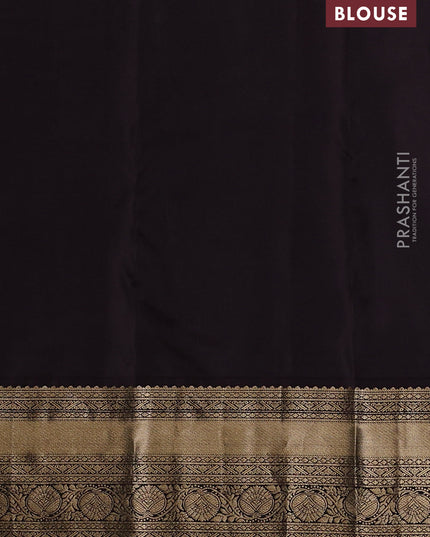 Pure kanchipuram silk saree green and coffee brown with allover zari weaves & buttas and rich zari woven border