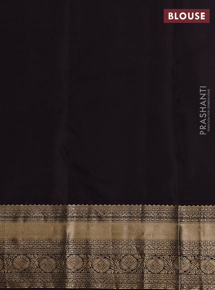 Pure kanchipuram silk saree green and coffee brown with allover zari weaves & buttas and rich zari woven border