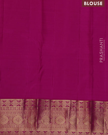 Pure kanchipuram silk saree royal blue and pink with allover zari woven 1000 buttas and temple design zari woven border