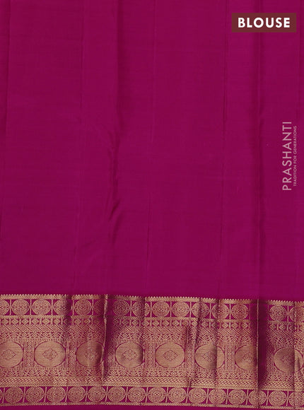 Pure kanchipuram silk saree royal blue and pink with allover zari woven 1000 buttas and temple design zari woven border