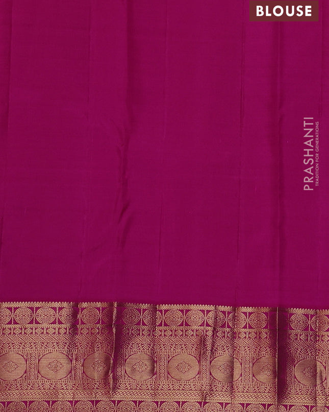 Pure kanchipuram silk saree royal blue and pink with allover zari woven 1000 buttas and temple design zari woven border