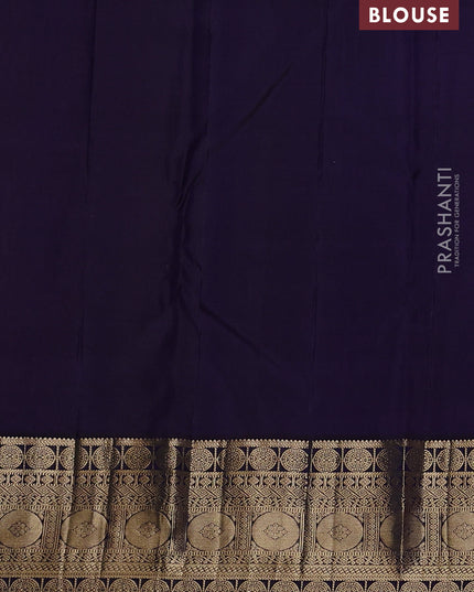 Pure kanchipuram silk saree peach shade and navy blue with allover zari woven 1000 buttas and temple design zari woven border