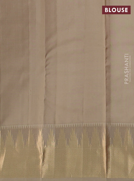 Pure kanchipuram silk saree dual tone orange and beige with allover zari woven 1000 buttas and rich zari woven border