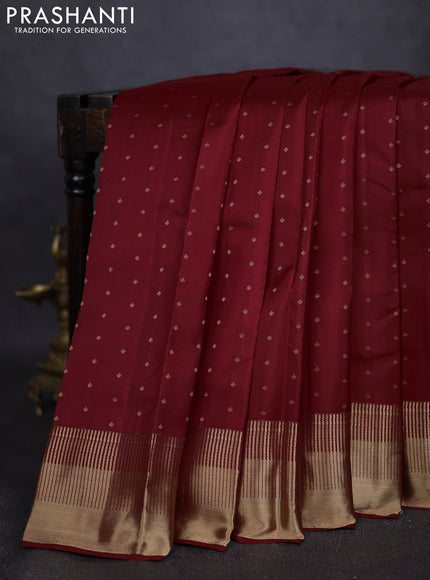 Pure kanchipuram silk saree maroon with allover zari woven 1000 buttas and rich zari woven border