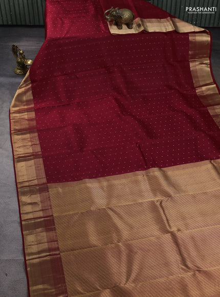 Pure kanchipuram silk saree maroon with allover zari woven 1000 buttas and rich zari woven border