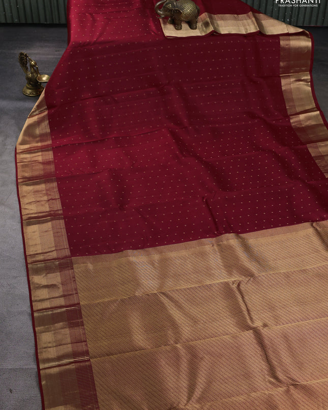 Pure kanchipuram silk saree maroon with allover zari woven 1000 buttas and rich zari woven border