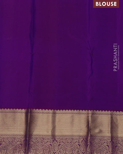 Pure kanchipuram silk saree dual tone greenish blue and purple with silver & gold zari woven buttas and rich zari woven border