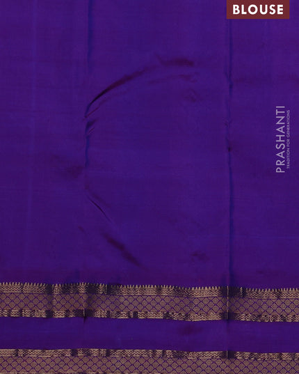 Pure kanchipuram silk saree royal blue and purple with allover zari woven 1000 buttas and rettapet zari woven border