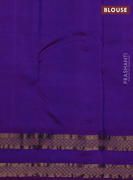 Pure kanchipuram silk saree royal blue and purple with allover zari woven 1000 buttas and rettapet zari woven border