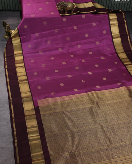 Pure kanchipuram silk saree mauve pink and deep maroon with zari woven buttas and rettapet zari woven border
