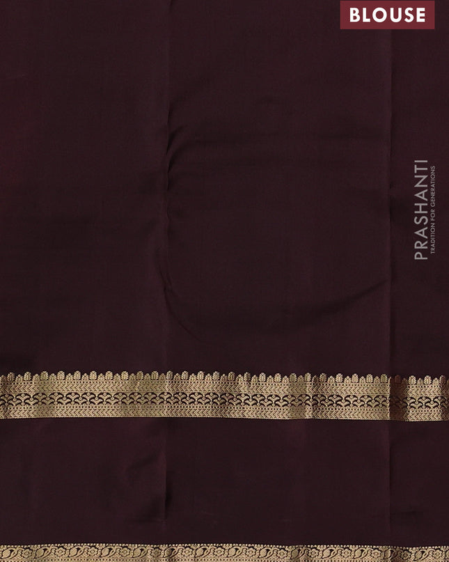 Pure kanchipuram silk saree rustic orange and coffee brown with zari woven buttas and rettapet zari woven border