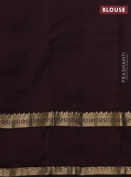 Pure kanchipuram silk saree green and coffee brown with zari woven buttas and rettapet zari woven border