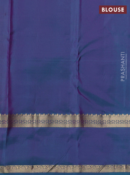 Pure kanchipuram silk saree mauve pink and dual shade of teal green with zari woven buttas and rettapet zari woven border