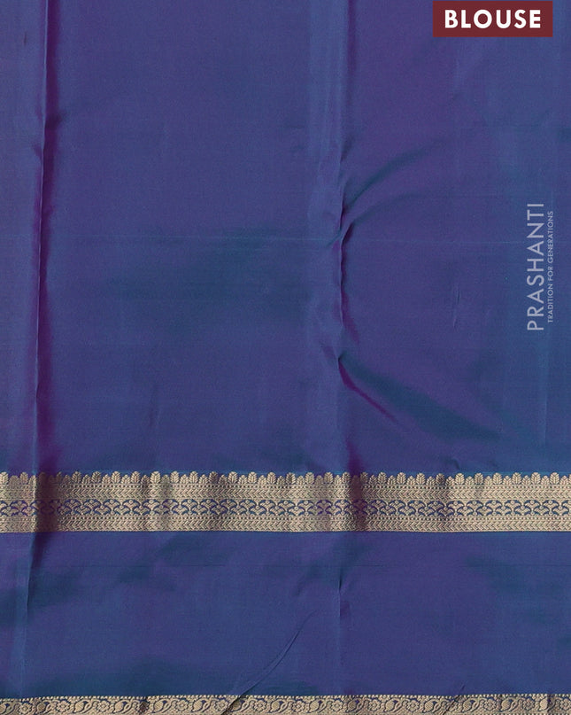 Pure kanchipuram silk saree mauve pink and dual shade of teal green with zari woven buttas and rettapet zari woven border
