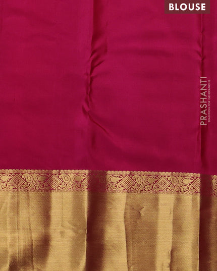 Pure kanchipuram silk saree deep maroon and pink with allover zari checks & buttas and rich zari woven border
