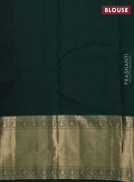 Pure kanchipuram silk saree pink shade and bottle green with allover vairaosi pattern & zari buttas and long rich zari woven border