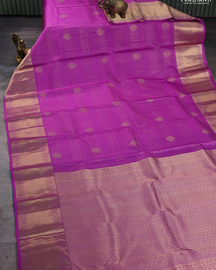 Pure kanchipuram silk saree lavender shade and teal green with allover vairaosi pattern & zari buttas and long rich zari woven border