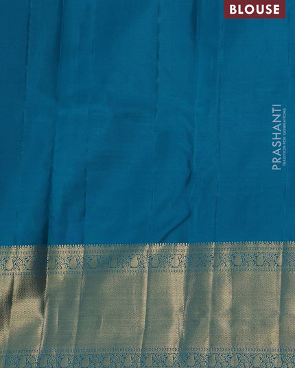 Pure kanchipuram silk saree lavender shade and teal green with allover vairaosi pattern & zari buttas and long rich zari woven border