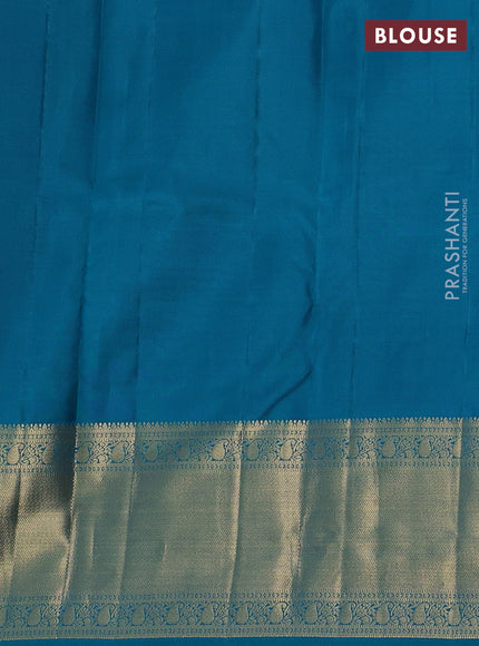 Pure kanchipuram silk saree lavender shade and teal green with allover vairaosi pattern & zari buttas and long rich zari woven border