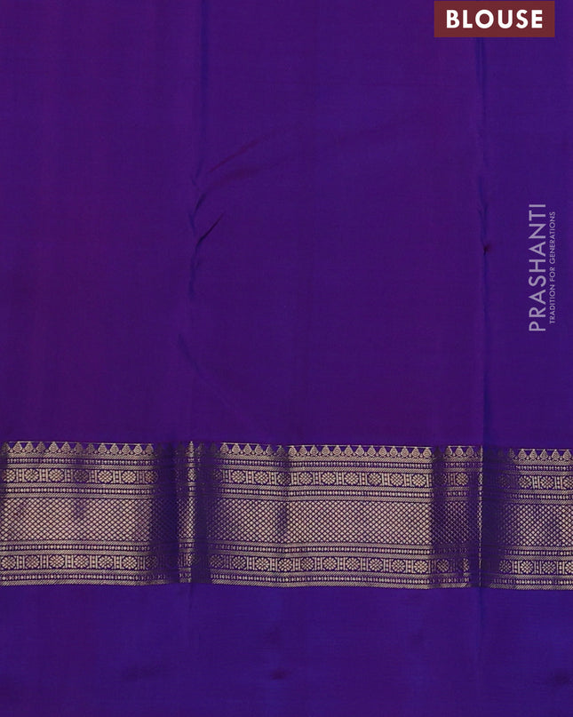 Pure kanchipuram silk saree royal blue and purple with zari woven buttas and ganga jamuna border