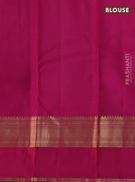 Pure kanchipuram silk saree rustic orange and dual tone pink with zari woven buttas and ganga jamuna border