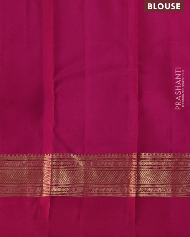 Pure kanchipuram silk saree rustic orange and dual tone pink with zari woven buttas and ganga jamuna border