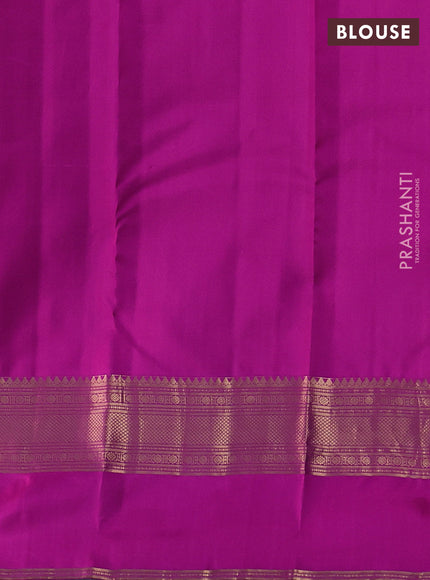 Pure kanchipuram silk saree purple and dual tone pink with zari woven buttas and ganga jamuna border