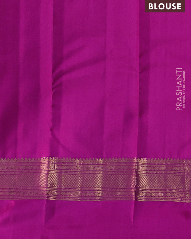 Pure kanchipuram silk saree purple and dual tone pink with zari woven buttas and ganga jamuna border