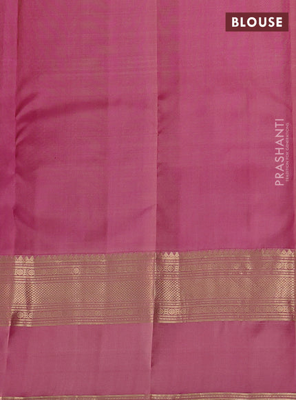 Pure kanchipuram silk saree cream and dual tone pink with zari woven buttas and ganga jamuna border