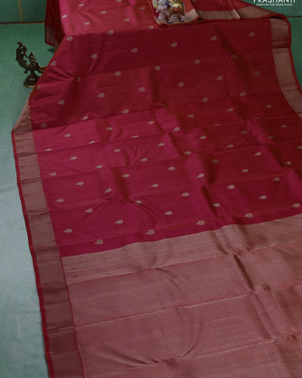 Pure kanchipuram silk saree dual tone orange with thread woven buttas and thread woven border