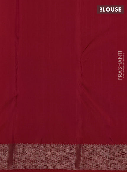 Pure kanchipuram silk saree dual tone orange with thread woven buttas and thread woven border