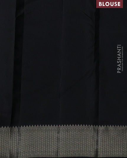 Pure kanchipuram silk saree black with thread woven buttas and thread woven border