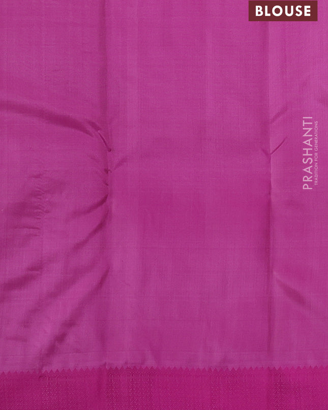 Pure kanchipuram silk saree light pink and pink with thread woven buttas and thread woven border