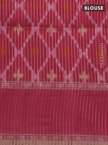 Art tussar saree orange and pink with plain body and rettapet zari woven border
