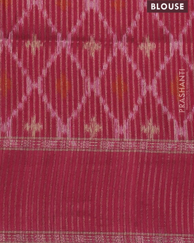 Art tussar saree orange and pink with plain body and rettapet zari woven border
