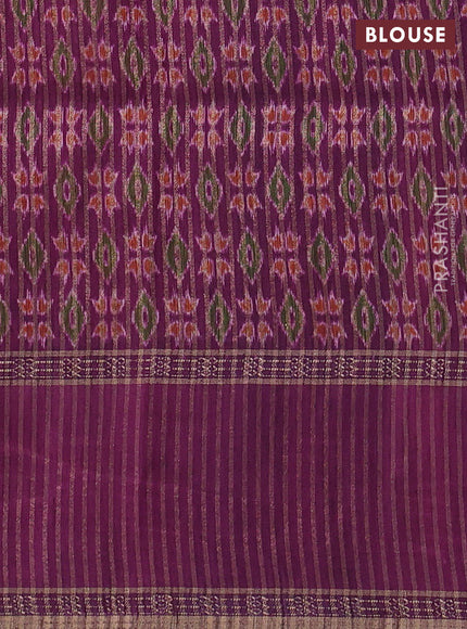 Art tussar saree green and purple with plain body and rettapet zari woven border
