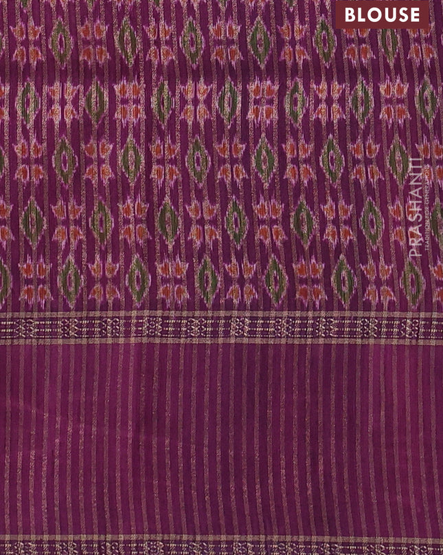 Art tussar saree green and purple with plain body and rettapet zari woven border