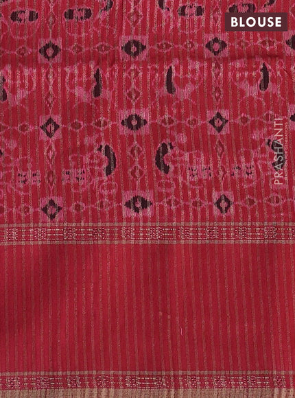 Art tussar saree black and red with plain body and rettapet zari woven border