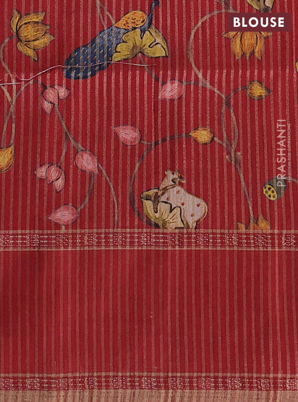 Art tussar saree yellow and maroon with plain body and rettapet zari woven border