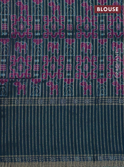 Art tussar saree purple and peacock green with plain body and rettapet zari woven border